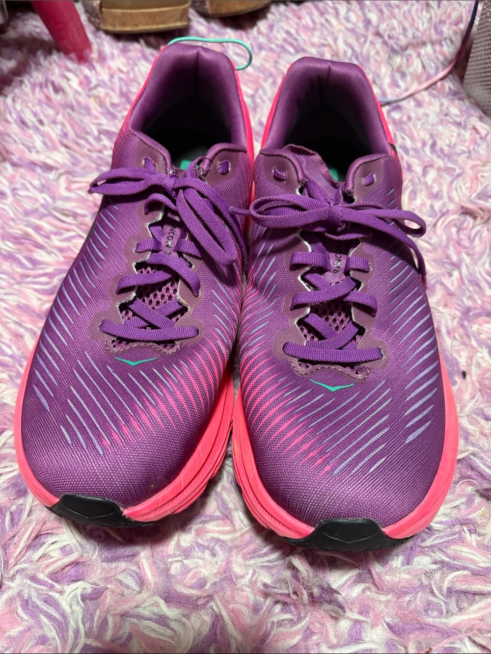 Hoka Women’s Purple Athletic Running Shoes with Pink Sole sz 9.5